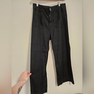 Anthropologie Maeve Colette Linen Blend Cropped Wide Leg PALanys Sz 27/4